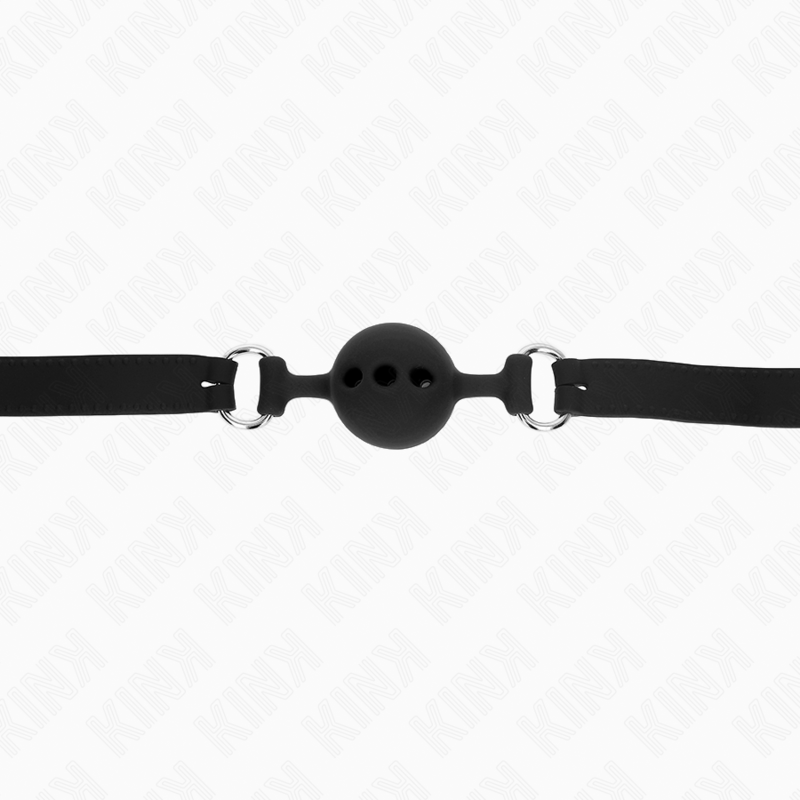 KINK – Vollsilikonknebel 55 x 2 cm mit 4 cm Kugel, Größe S, schwarz, verstellbar 35–51 cm