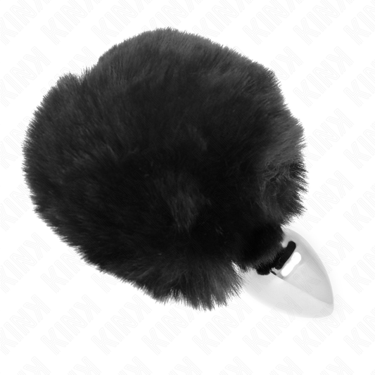 KINK – Edelstahl-Plug 7 x 3 cm mit schwarzem Kunstfell-Hasenschwanz 8 cm