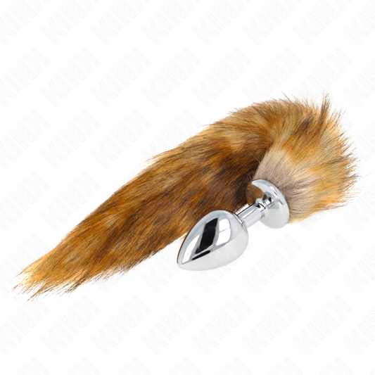 KINK - Analplug Größe L 10 x 4 cm mit synthetischem Schwanz 40 cm braun