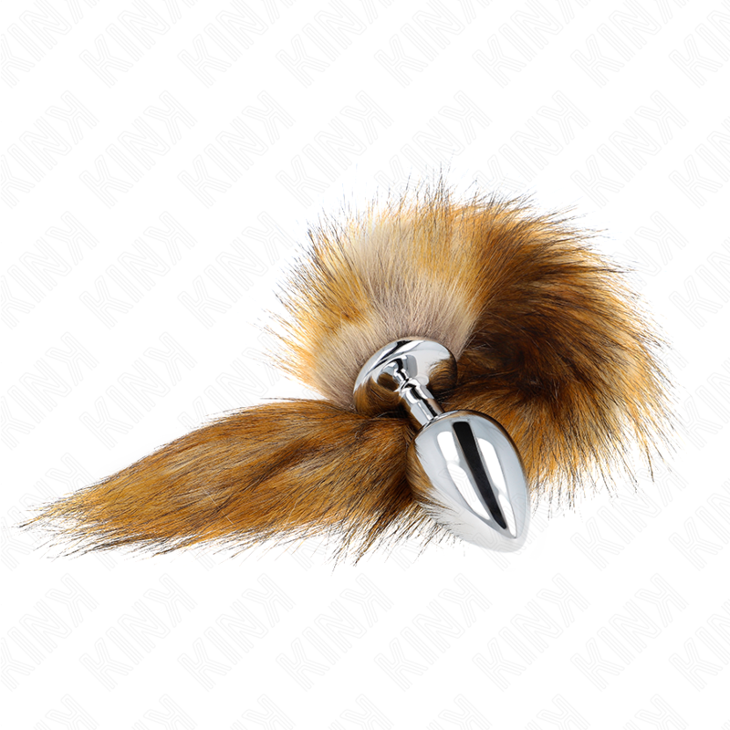 KINK - ZATYCZKA ANALNA ROZMIAR L 10 X 4 CM Z OGONEM SYNTETYCZNYM 40 CM BRĄZOWY