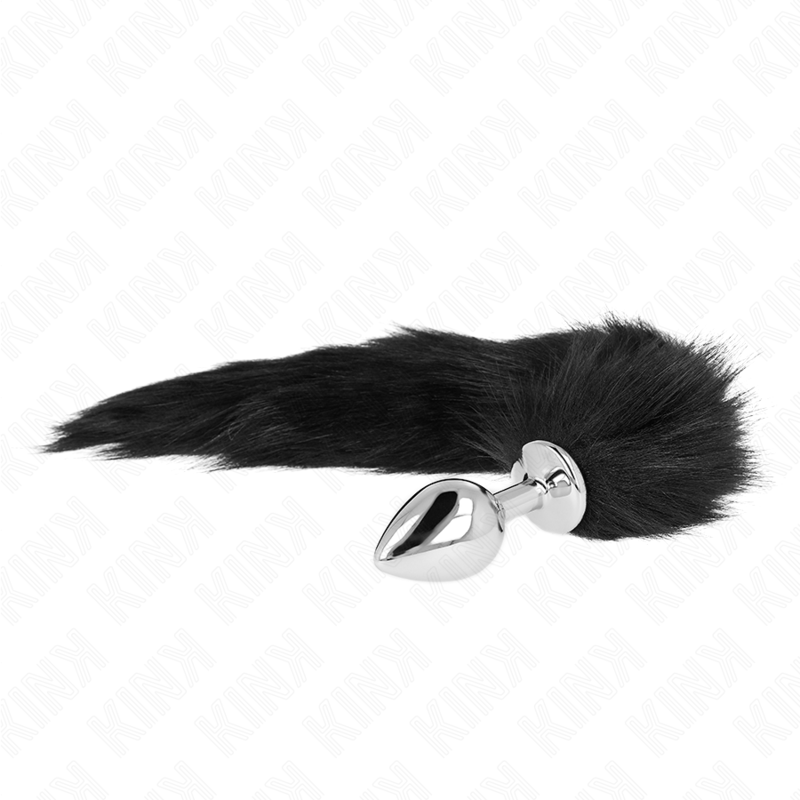 KINK - ZATYCZKA ANALNA ROZMIAR M 8 X 3,5 CM Z OGONEM SYNTETYCZNYM 40 CM CZARNY