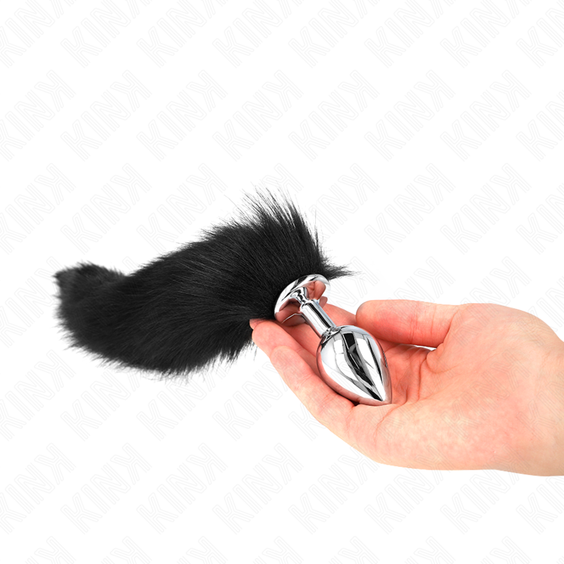 KINK - ZATYCZKA ANALNA ROZMIAR M 8 X 3,5 CM Z OGONEM SYNTETYCZNYM 40 CM CZARNY