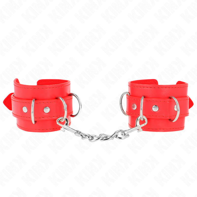 KINK - 3 regulowane opaski na nadgarstek z pierścieniami typu D, czerwone, 17,5-25 cm x 6 cm