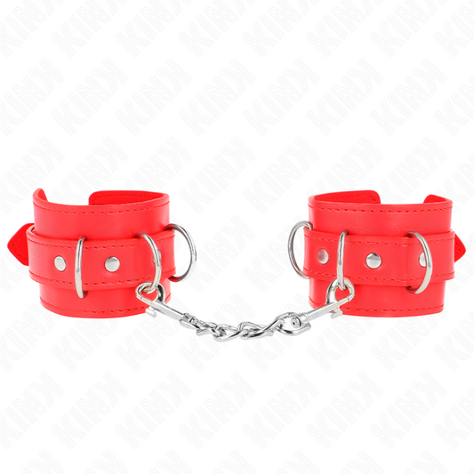 KINK - 3 regulowane opaski na nadgarstek z pierścieniami typu D, czerwone, 17,5-25 cm x 6 cm