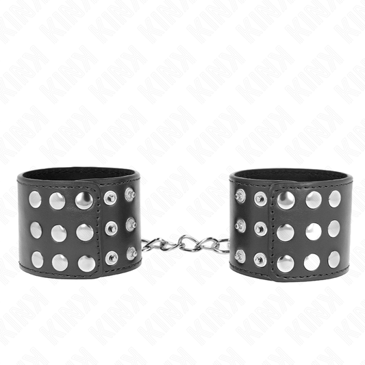 KINK - UCHWYTY NA NADGARSTKI Z ZAPIĘCIEM NA NAPĘ CZARNE REGULOWANE 19-24 CM X 5,5 CM