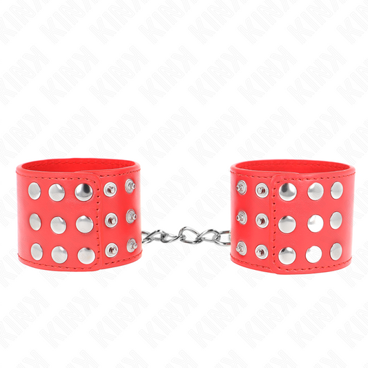 KINK - UCHWYTY NA NADGARSTKI Z ZAPIĘCIEM NA NAPĘD CZERWONE REGULOWANE 19-24 CM X 5,5 CM