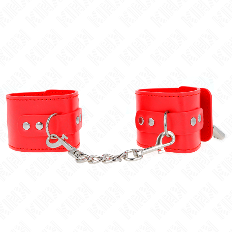 KINK - KLAMRY NA NADGARSTKI Z ZAMKIEM NA KŁÓDKĘ CZERWONE REGULOWANE 16-23 CM X 5,5 CM