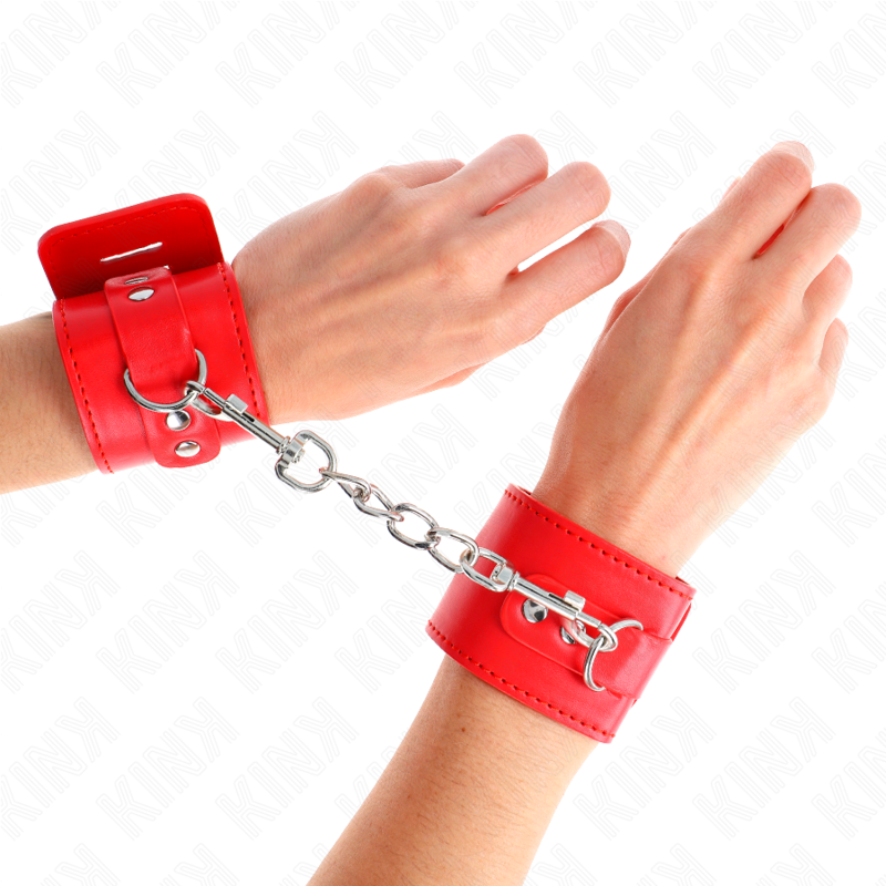 KINK - KLAMRY NA NADGARSTKI Z ZAMKIEM NA KŁÓDKĘ CZERWONE REGULOWANE 16-23 CM X 5,5 CM