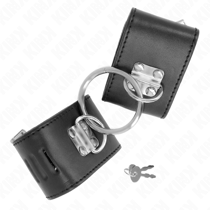 KINK - STAŁE KARABINEK NA NADGARSTKI Z ZAMKIEM NA PIERŚCIEŃ I KŁÓDKĘ CZARNY REGULOWANY 16-23 CM X 5,5 CM
