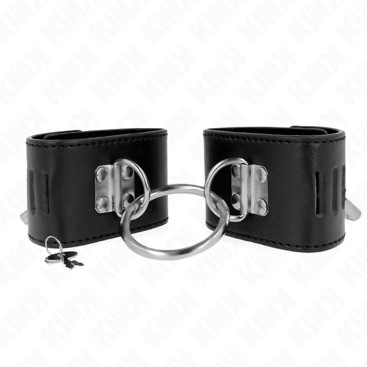 KINK - STAŁE KARABINEK NA NADGARSTKI Z ZAMKIEM NA PIERŚCIEŃ I KŁÓDKĘ CZARNY REGULOWANY 16-23 CM X 5,5 CM