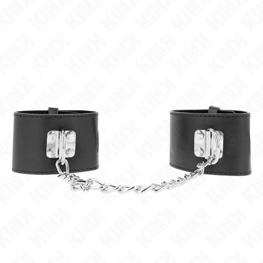 KINK - STAŁE KARABINEK NA NADGARSTKI Z ŁAŃCUCHEM 30 CM I ZAMKIEM NA KŁÓDKĘ CZARNY REGULOWANY 16-23 CM X 5,5 CM