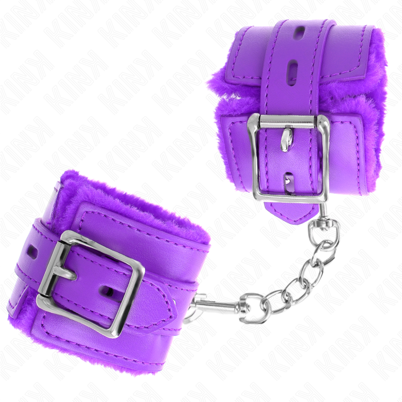 KINK - OWIJKI NA NADGARSTKI Z FUTREM I KWADRATOWYMI OTWORAMI W KOLORZE FIOLETOWYM I REGULOWANYM PASKIEM W KOLORZE FIOLETOWYM 17-29 CM X 6 CM