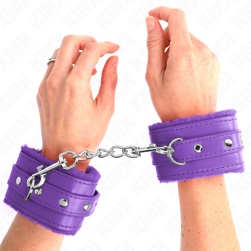 KINK - WYSOKIEJ JAKOŚCI FIOLETOWE OWIJKI NA NADGARSTKI Z FIOLETOWYM PASKIEM REGULOWANE 17-29 CM X 6 CM