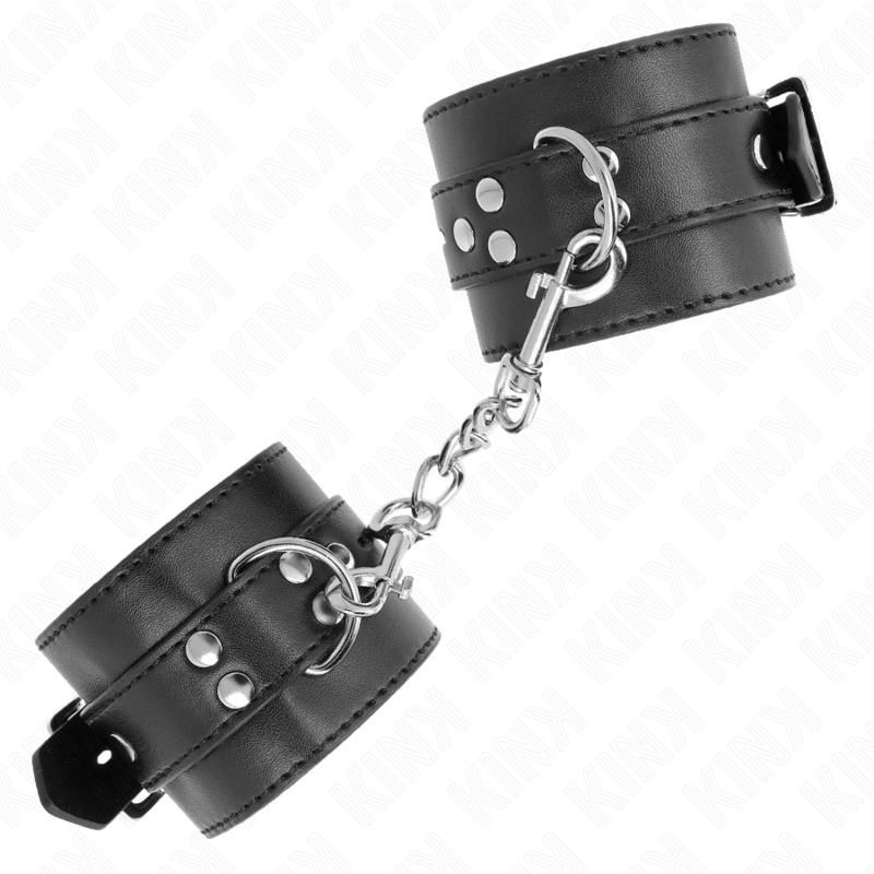 KINK - KLAMRY NA NADGARSTKI CZARNE Z CZARNYM PASKIEM REGULOWANE 17-28 CM X 6 CM