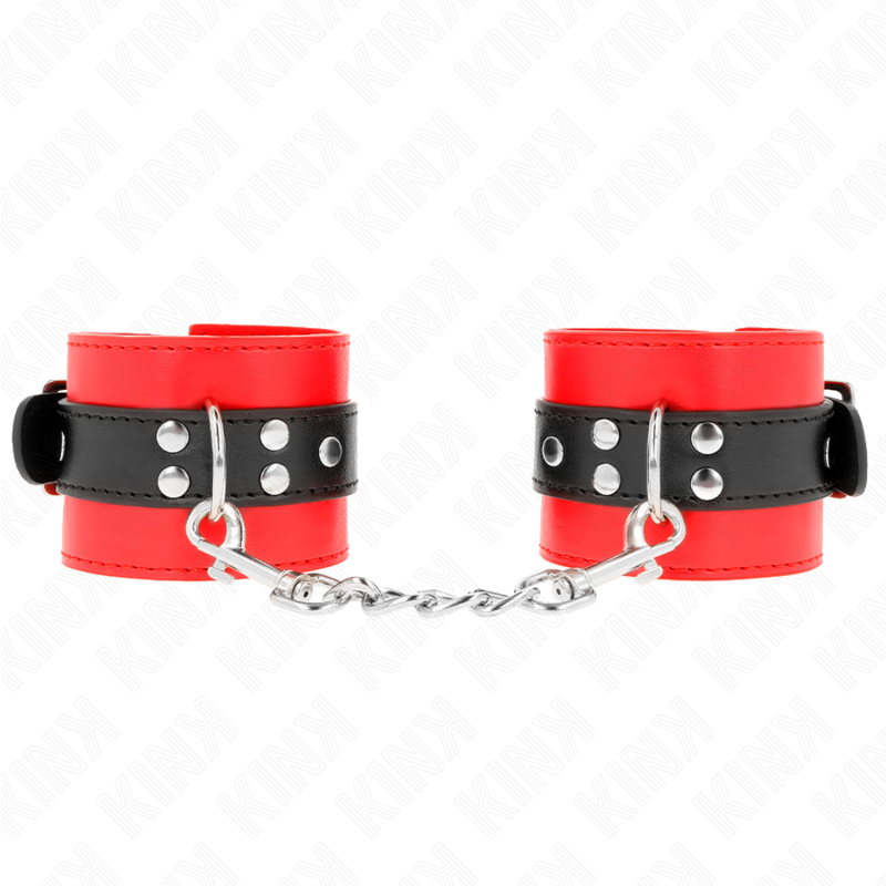 KINK - CZERWONE UCHWYTY NA NADGARSTKI Z CZARNYM PASKIEM REGULOWANE 17-28 CM X 6 CM