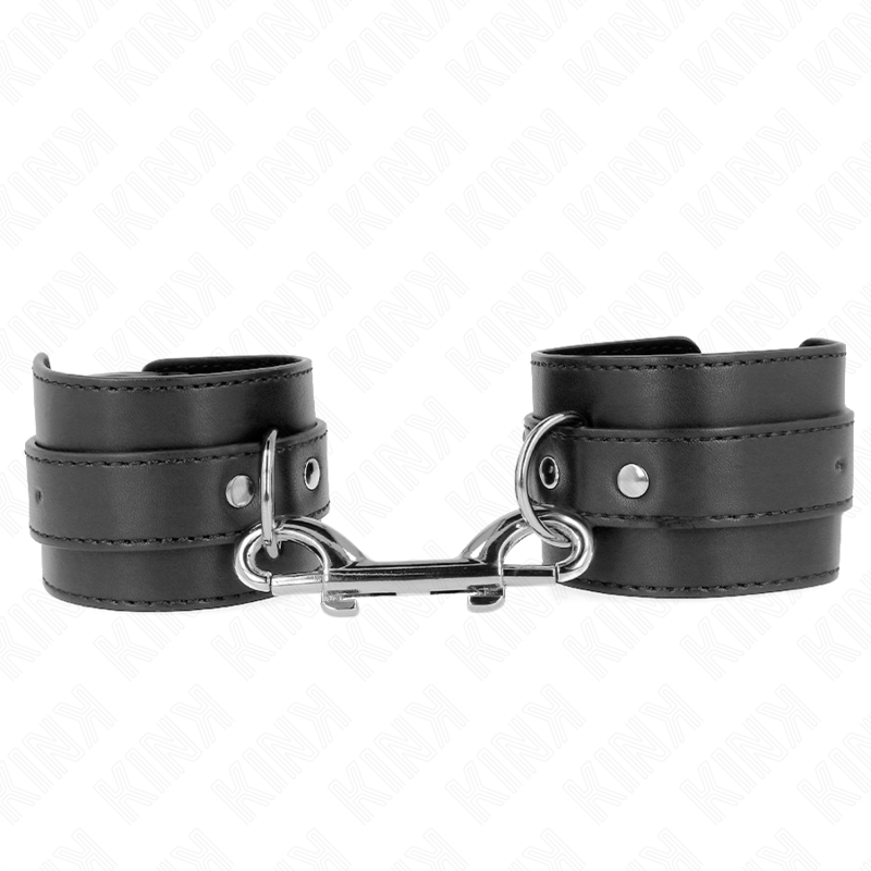 KINK - HANDGELENKFESSELN - EINFACHE NIETENREIHE UND GROSSE SCHNALLE, SCHWARZ, VERSTELLBAR, 17-28 CM X 5 CM