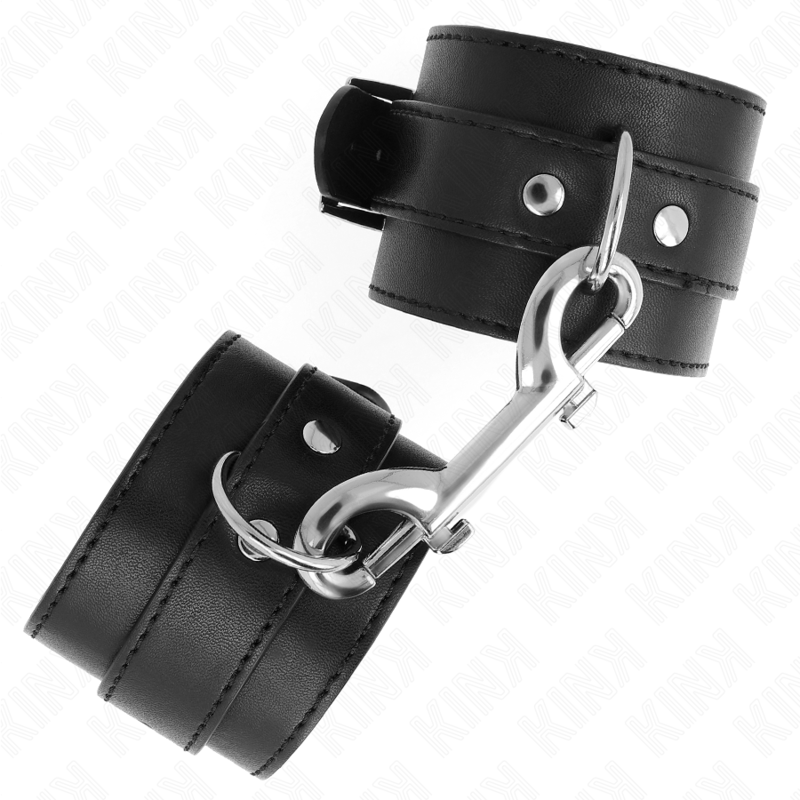 KINK - HANDGELENKFESSELN - EINFACHE NIETENREIHE UND GROSSE SCHNALLE, SCHWARZ, VERSTELLBAR, 17-28 CM X 5 CM