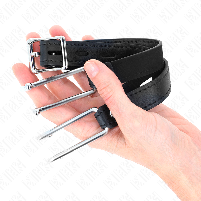 KINK - METALOWY HAK KNEBEL 11,5 CM Z PASKIEM ZE SKÓRY REGULOWANY 39-58 CM X 2 CM