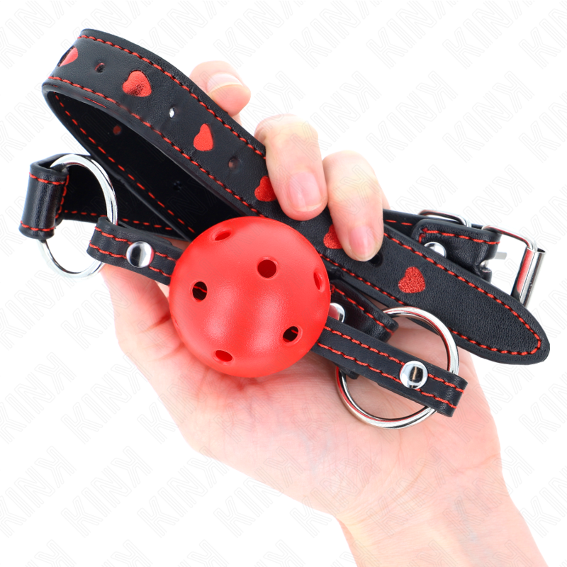 KINK - PUSTY TWARDY CZERWONY KNEBEL KULKOWY MODEL 2 65 x 2,5 CM