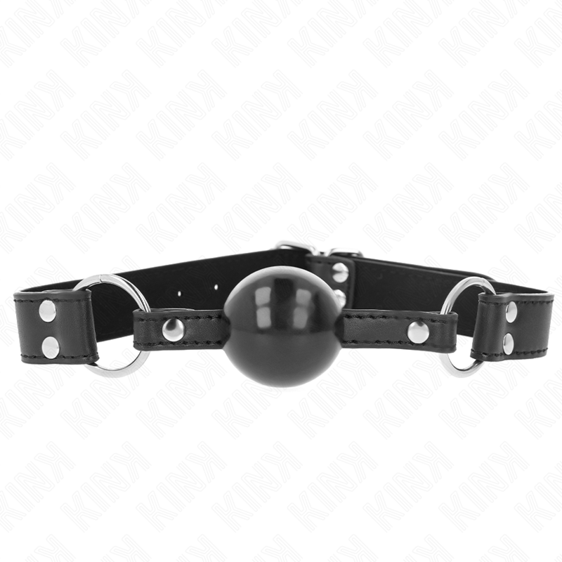 KINK – Weicher und fester Kugelknebel, 4 cm Durchmesser, mit Kunstlederriemen, 62 x 2,5 cm, verstellbar von 42 bis 58 cm