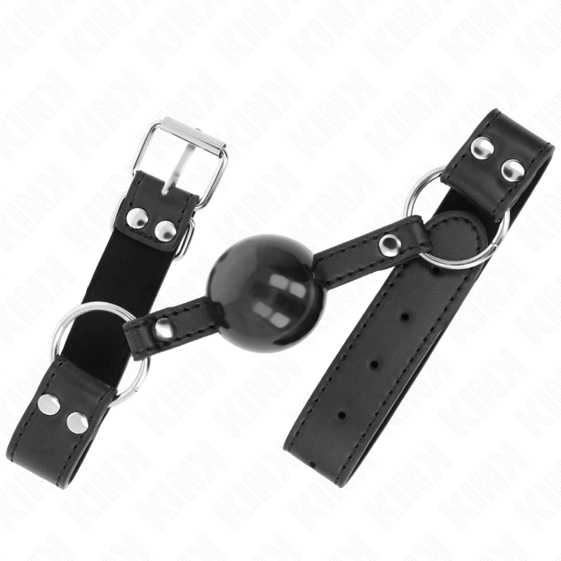 KINK – Weicher und fester Kugelknebel, 4 cm Durchmesser, mit Kunstlederriemen, 62 x 2,5 cm, verstellbar von 42 bis 58 cm