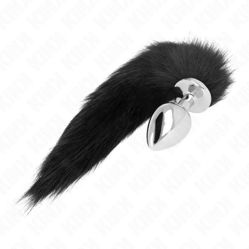 KINK - ZATYCZKA ANALNA ROZMIAR L 10 X 4 CM Z OGONEM SYNTETYCZNYM 40 CM CZARNY