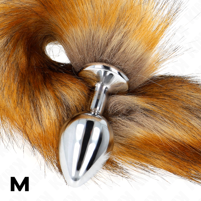 KINK - ZATYCZKA ANALNA ROZMIAR M 8 X 3,5 CM Z OGONEM SYNTETYCZNYM 40 CM BRĄZOWY