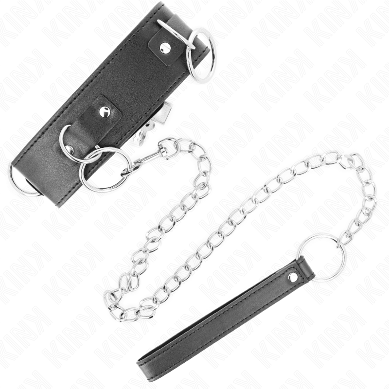 KINK - HALSKETTE MIT LEINE 65 CM 3 RINGE MODELL 2 VERSTELLBAR 36-43 CM X 5 CM