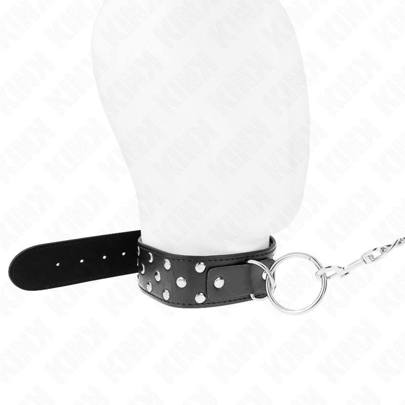 KINK - NASZYJNIK Z PASKIEM Z NITEM 65 CM CZARNY REGULOWANY 36-50 CM X 3,8 CM