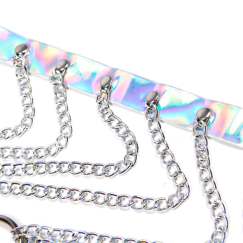 SUBBLIME - 953737 Brustgeschirr mit Ringen und Ketten, Silber, Einheitsgröße