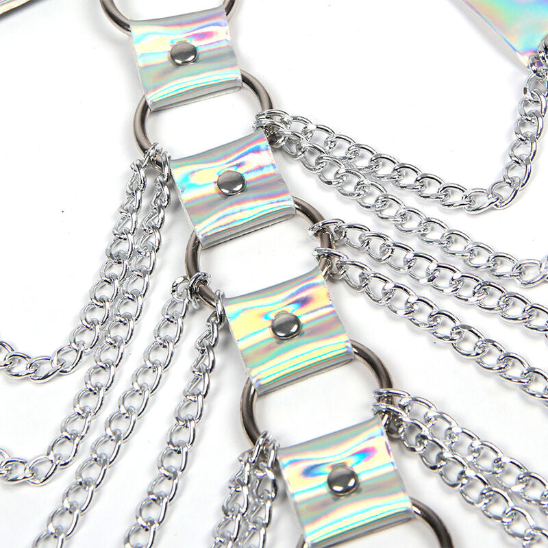 SUBBLIME - 953737 Brustgeschirr mit Ringen und Ketten, Silber, Einheitsgröße