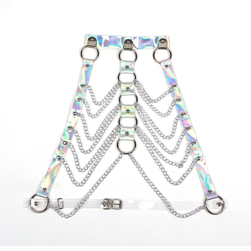 SUBBLIME - 953737 Brustgeschirr mit Ringen und Ketten, Silber, Einheitsgröße