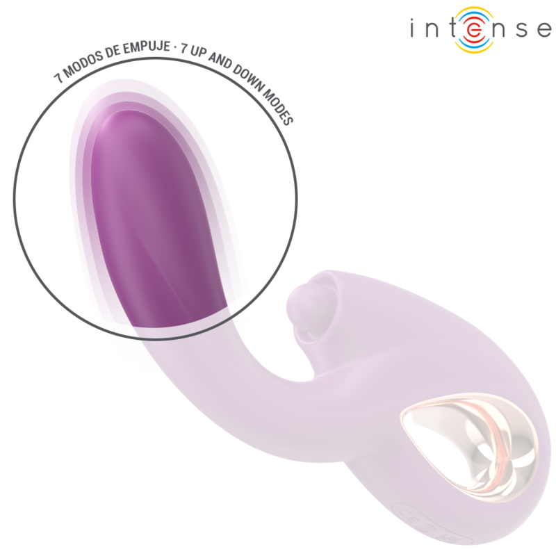 Purple multifunction G-spot vibrator with curved design and ergonomic handle with gold accents.