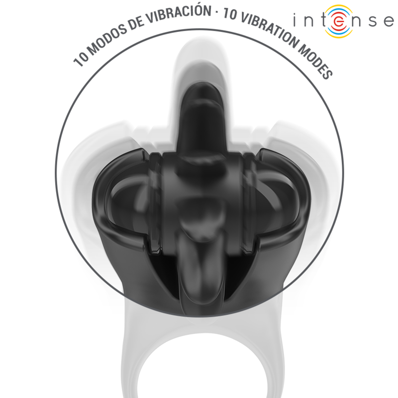 INTENSIV – MABEL VIBRATIONSRING MIT 10 VIBRATIONEN UND KLITORISSTIMULATOR, SCHWARZ