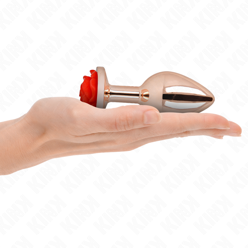 KINK - PINK GOLD ANAL PLUG MIT ROTER ROSE L