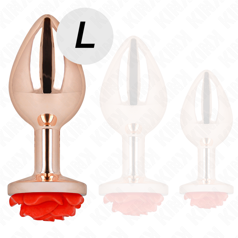 KINK - PINK GOLD ANAL PLUG MIT ROTER ROSE L