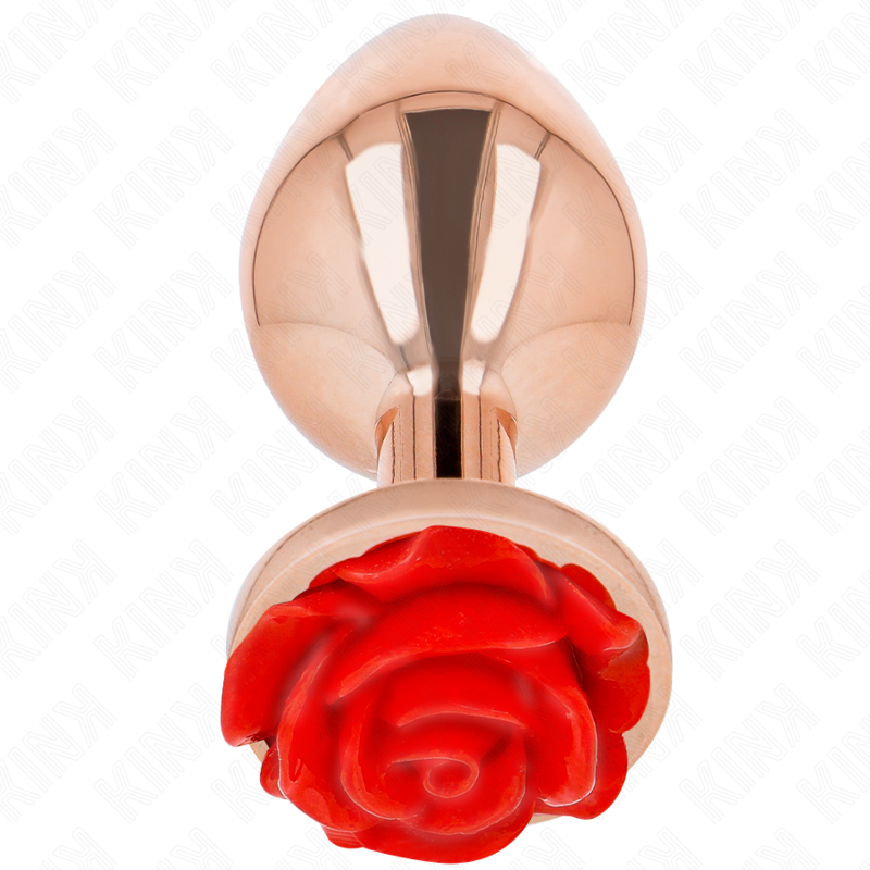 KINK - PINK GOLD ANAL PLUG MIT ROTER ROSE L