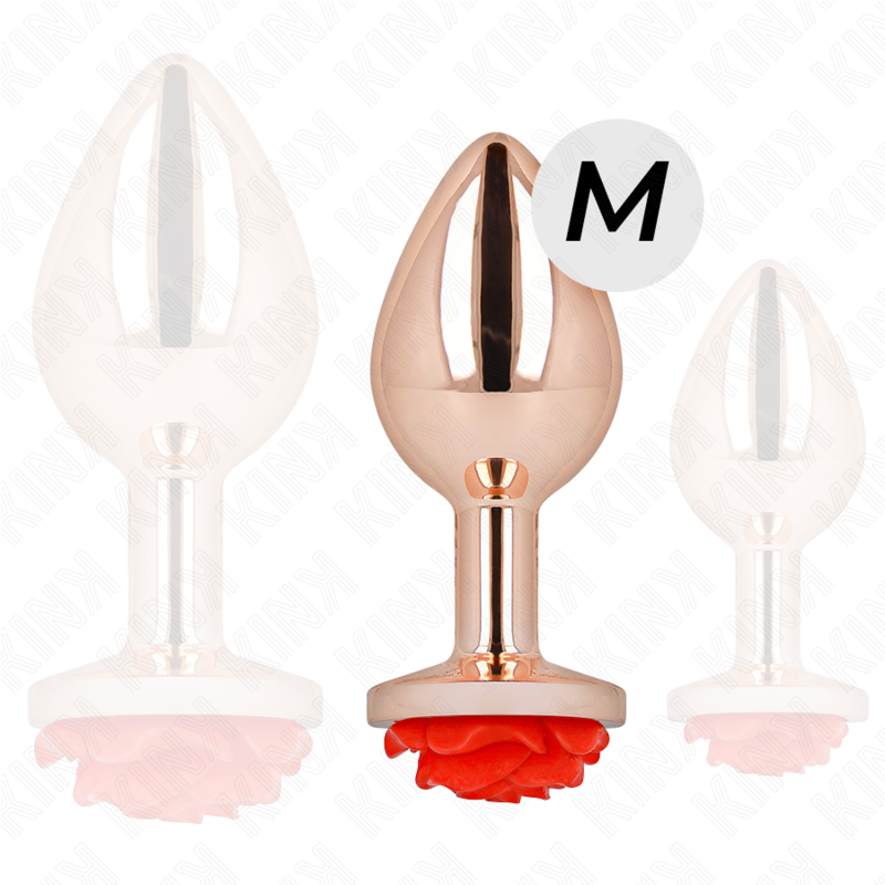 KINK - PINK GOLD ANAL PLUG MIT ROTER ROSE M