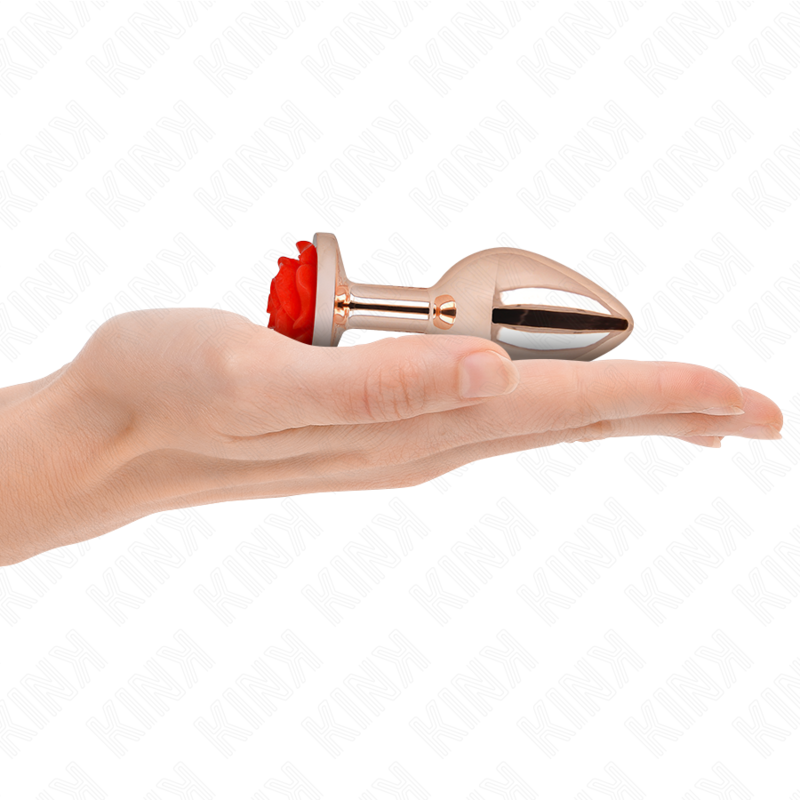 KINK - PINK GOLD ANAL PLUG MIT ROTER ROSE M