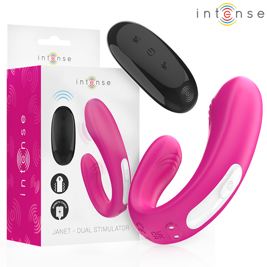 INTENSE - JANET DOPPELTER U-FÖRMIGER STIMULATOR UND VIBRATOR MIT FERNBEDIENUNG PINK