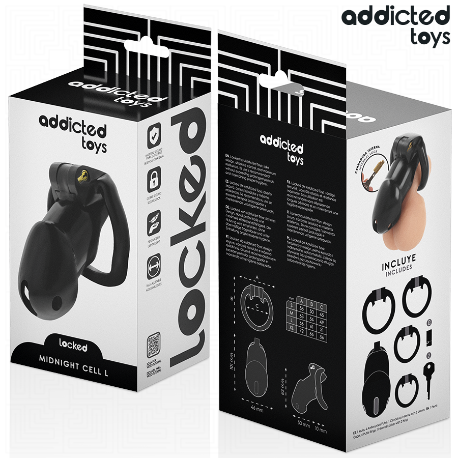ADDICTED TOYS LOCKED - MINDNIGHT CELL PENIS CAGE SIZE L
