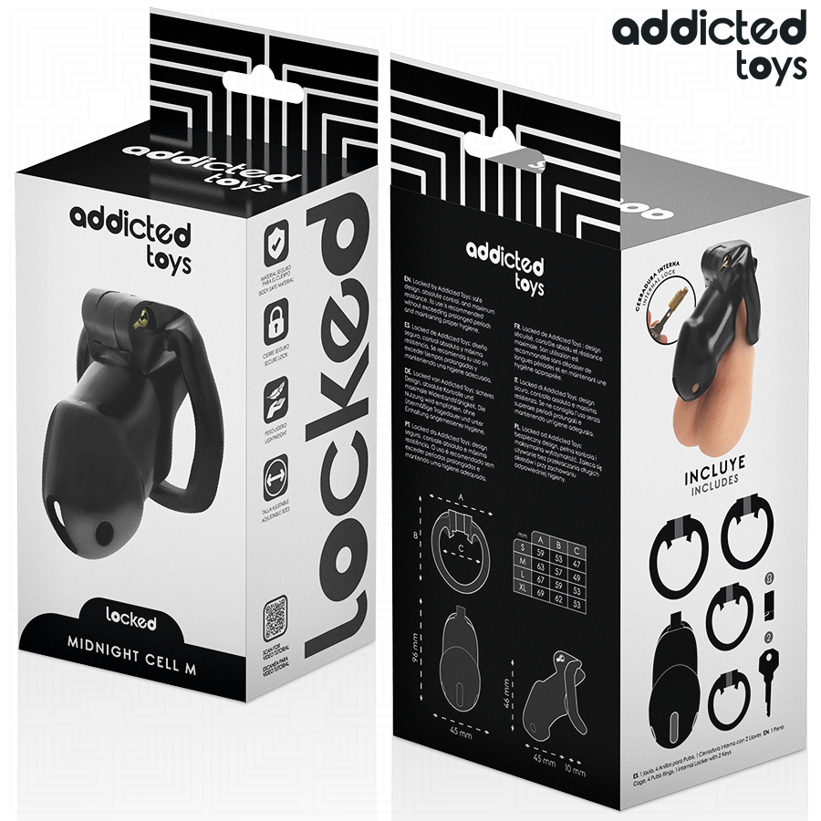 ADDICTED TOYS LOCKED - MINDNIGHT CELL PENIS CAGE GRÖSSE M