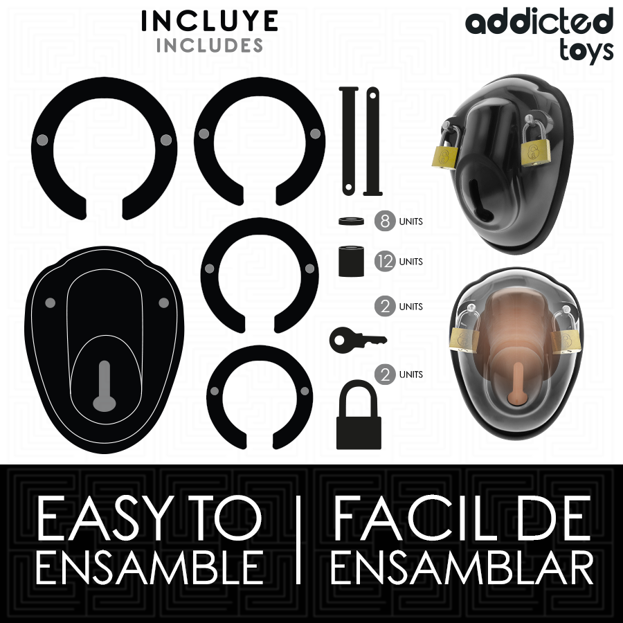 ADDICTED TOYS LOCKED - SCHLÜSSELLOSER FESSELKÄFIG FÜR DEN PENIS 11,5 CM