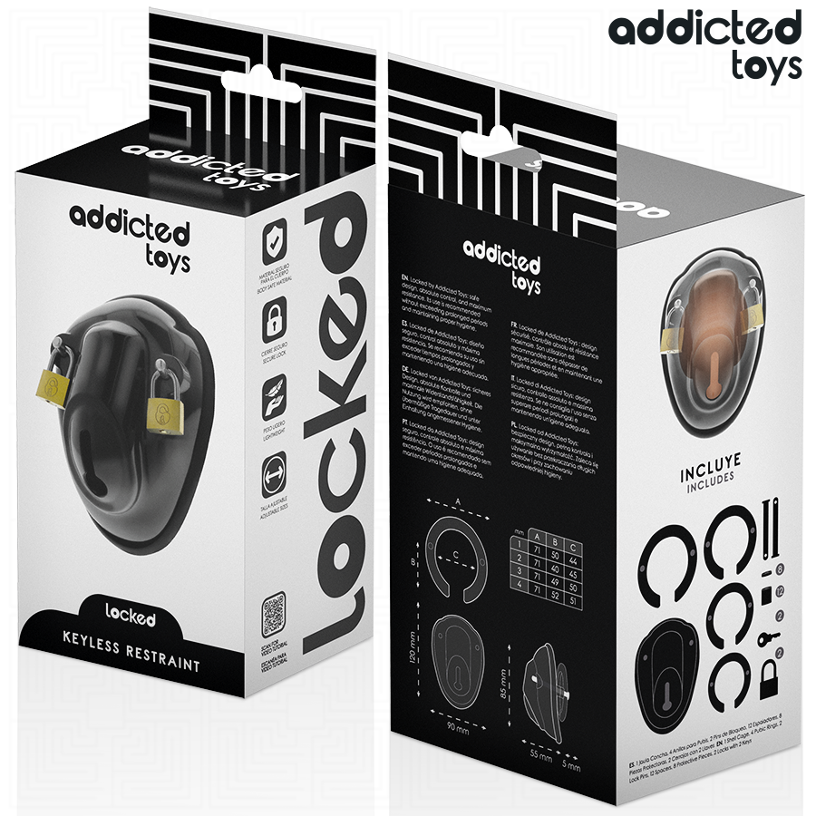 ADDICTED TOYS LOCKED - SCHLÜSSELLOSER FESSELKÄFIG FÜR DEN PENIS 11,5 CM