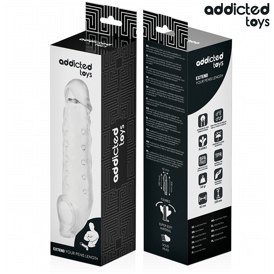 ADDICTED TOYS – TRANSPARENTE PENISHÜLLE GRÖSSE M 27 CM