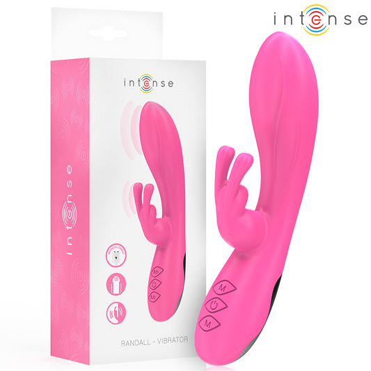 Pink Randall Rabbit vibrator with ergonomic shape and 10 vibration modes, silicone finish.