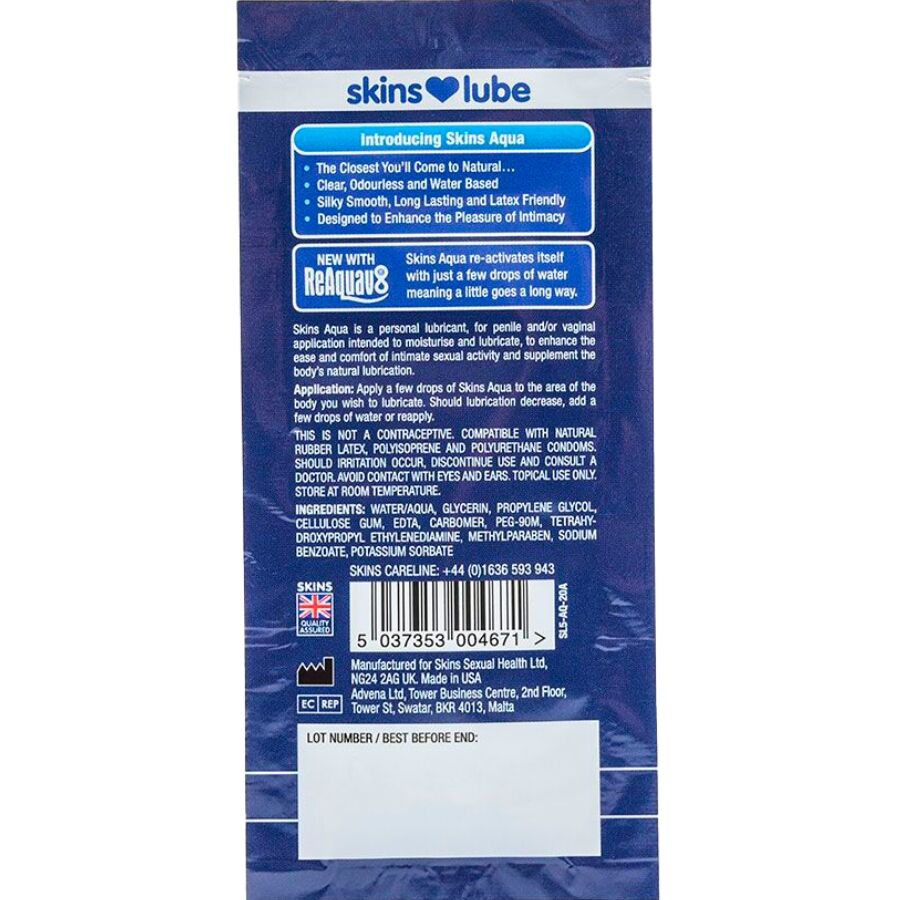 SKINS - AQUA LUBRYKANT NA BAZIE WODY JEDNORAZOWY 5 ML