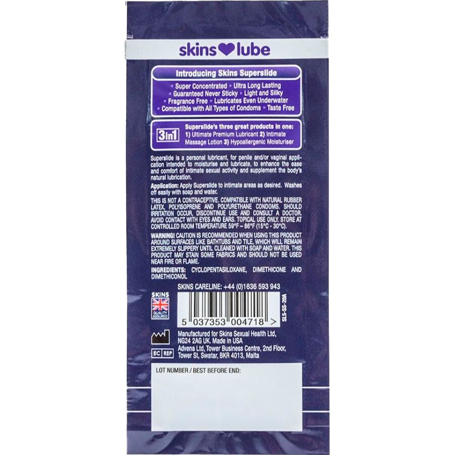 SKINS - SUPERSLIDE LUBRYKANT NA BAZIE SILIKONU JEDNORAZOWY 5 ML