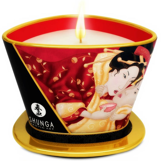 SHUNGA - MINI CARESS BY CANDELIGHT ERDBEEREN- UND CAVA-MASSAGEKERZE 170 ML