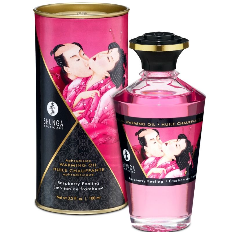 SHUNGA - OLEJEK DO MASAŻU O EFEKCIE CIEPLNYM INTENSYWNY SMAK MALIN 100 ML